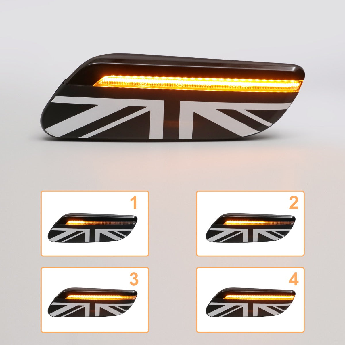 Dynamic Side Repeater with Dark Union Flag and Clear Lens